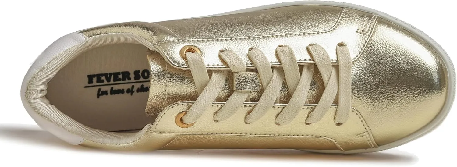 FEVERSOLE Women's Fashion Lightweight Spring Summer Vegan Leather Sneaker Casual Comfort Walking Shoes