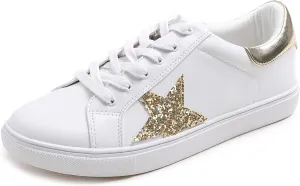 FEVERSOLE Women's Featured PU Leather Colorful Lace Up Sneaker