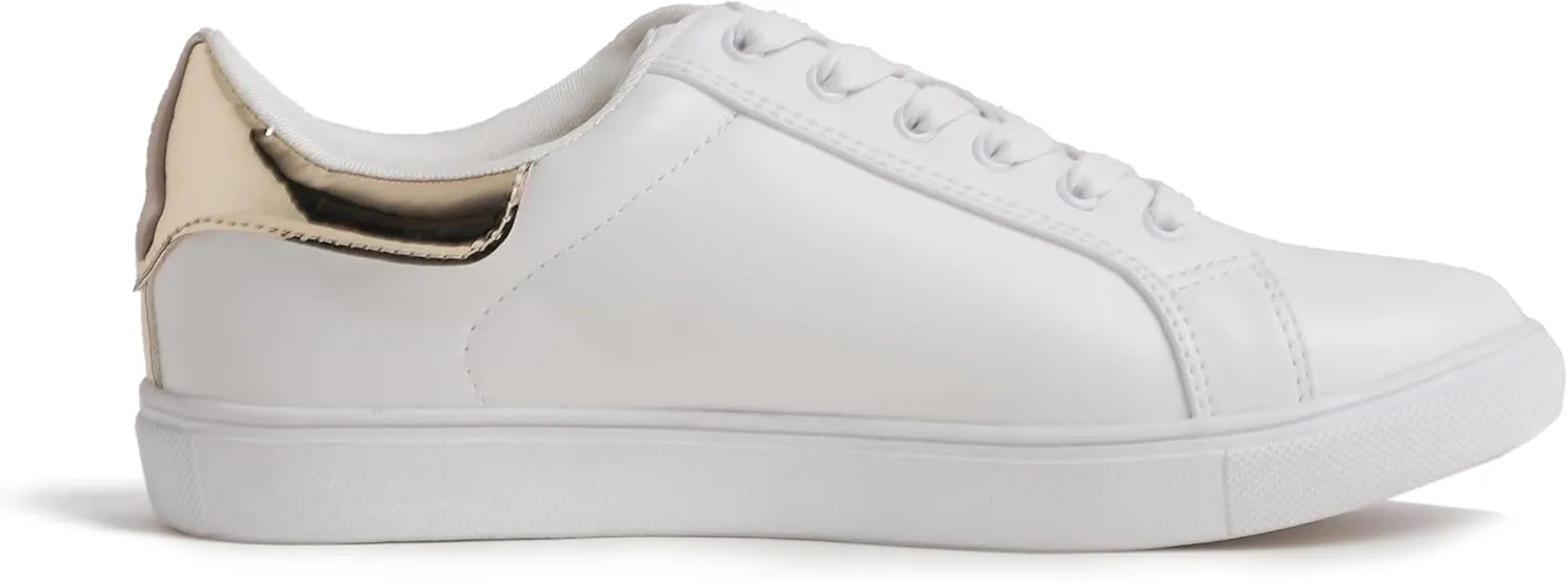 FEVERSOLE Women's Featured PU Leather Colorful Lace Up Sneaker