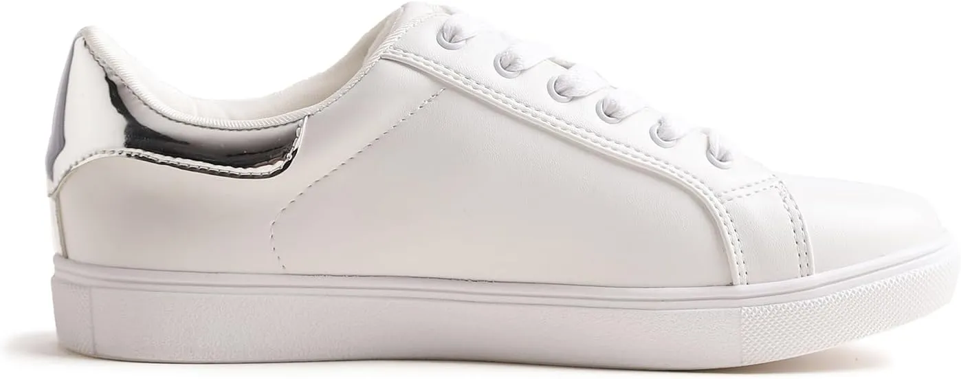 FEVERSOLE Women's Featured PU Leather Colorful Lace Up Sneaker