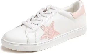 FEVERSOLE Women's Featured PU Leather Colorful Lace Up Sneaker
