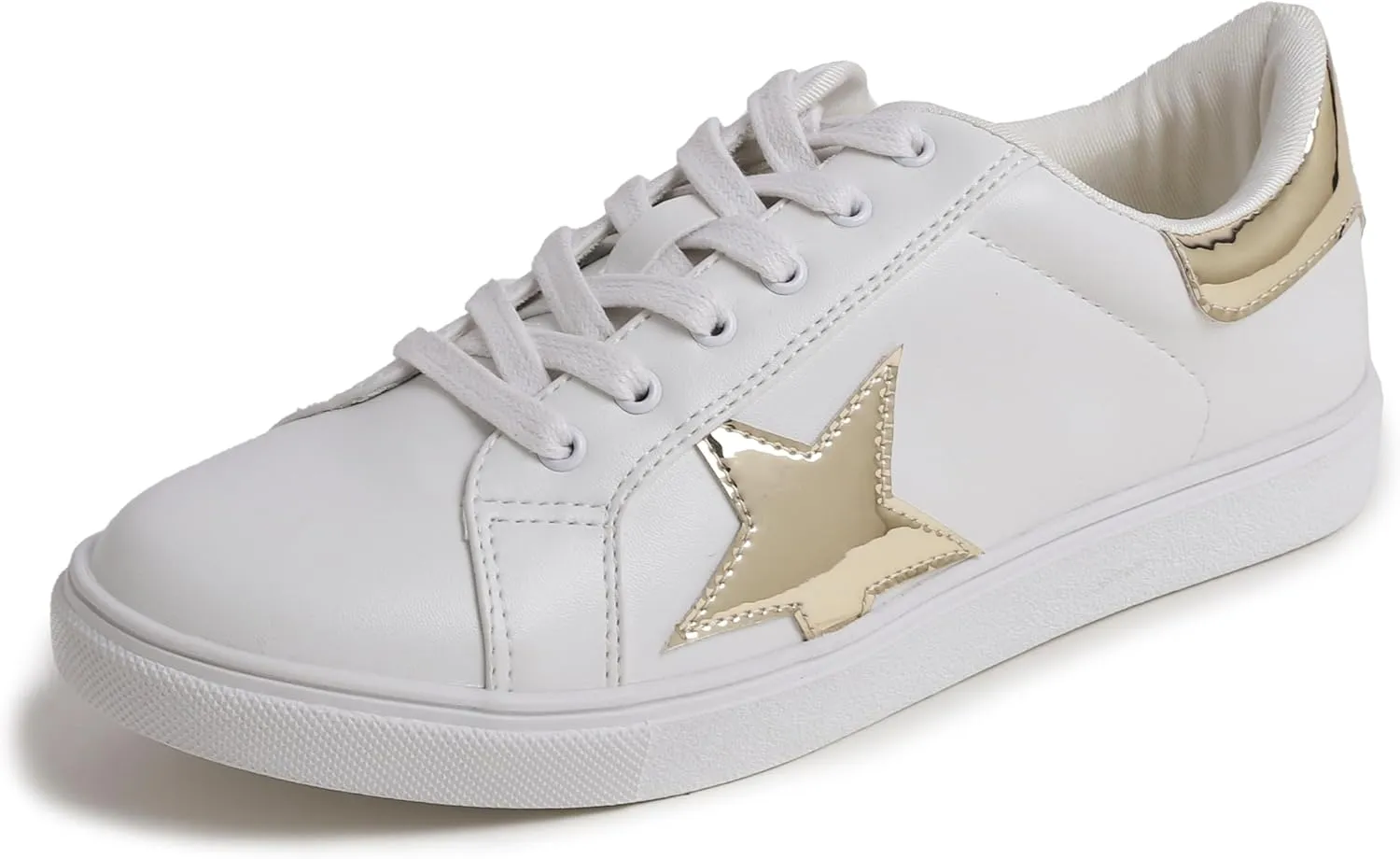 FEVERSOLE Women's Featured PU Leather Colorful Lace Up Sneaker