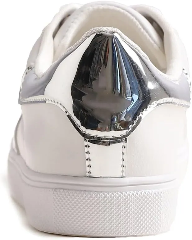FEVERSOLE Women's Featured PU Leather Colorful Lace Up Sneaker