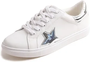 FEVERSOLE Women's Featured PU Leather Colorful Lace Up Sneaker