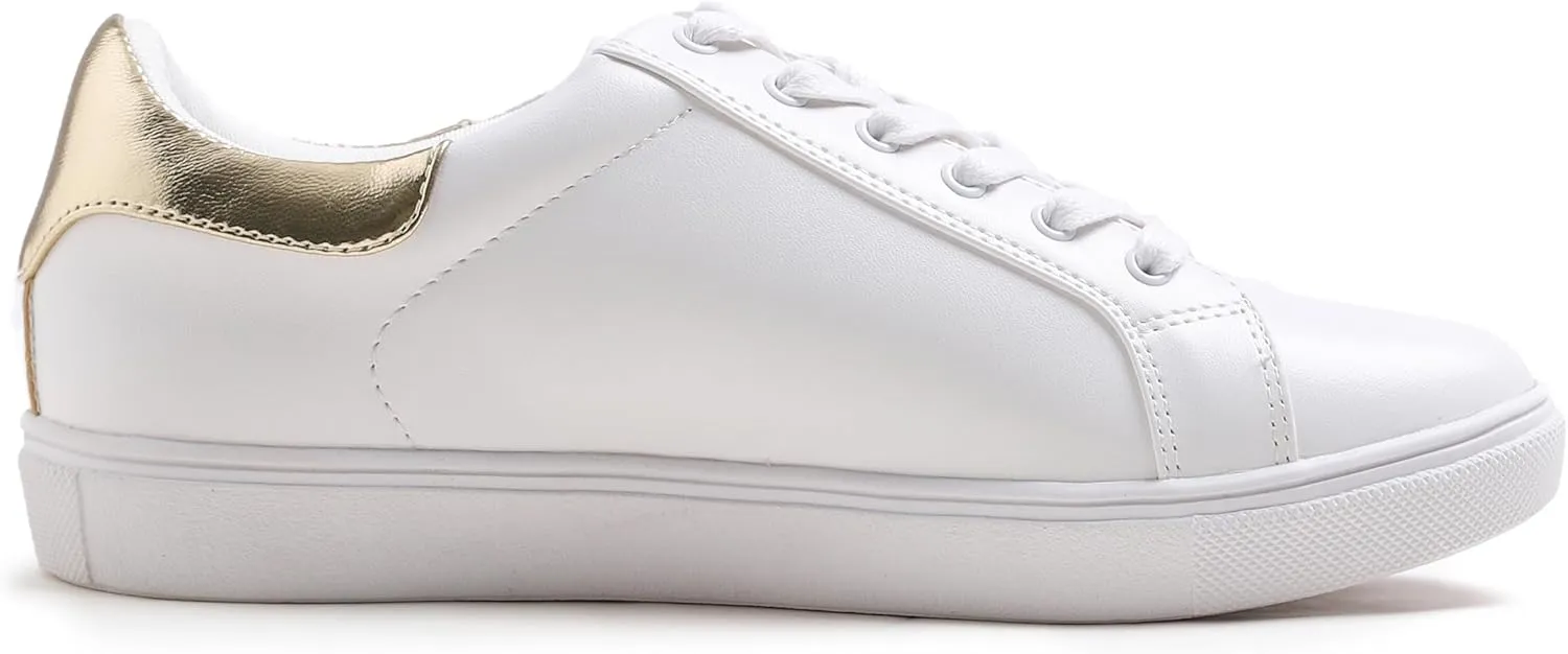 FEVERSOLE Women's Featured PU Leather Colorful Lace Up Sneaker