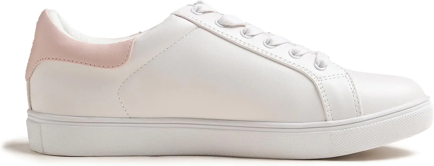 FEVERSOLE Women's Featured PU Leather Colorful Lace Up Sneaker