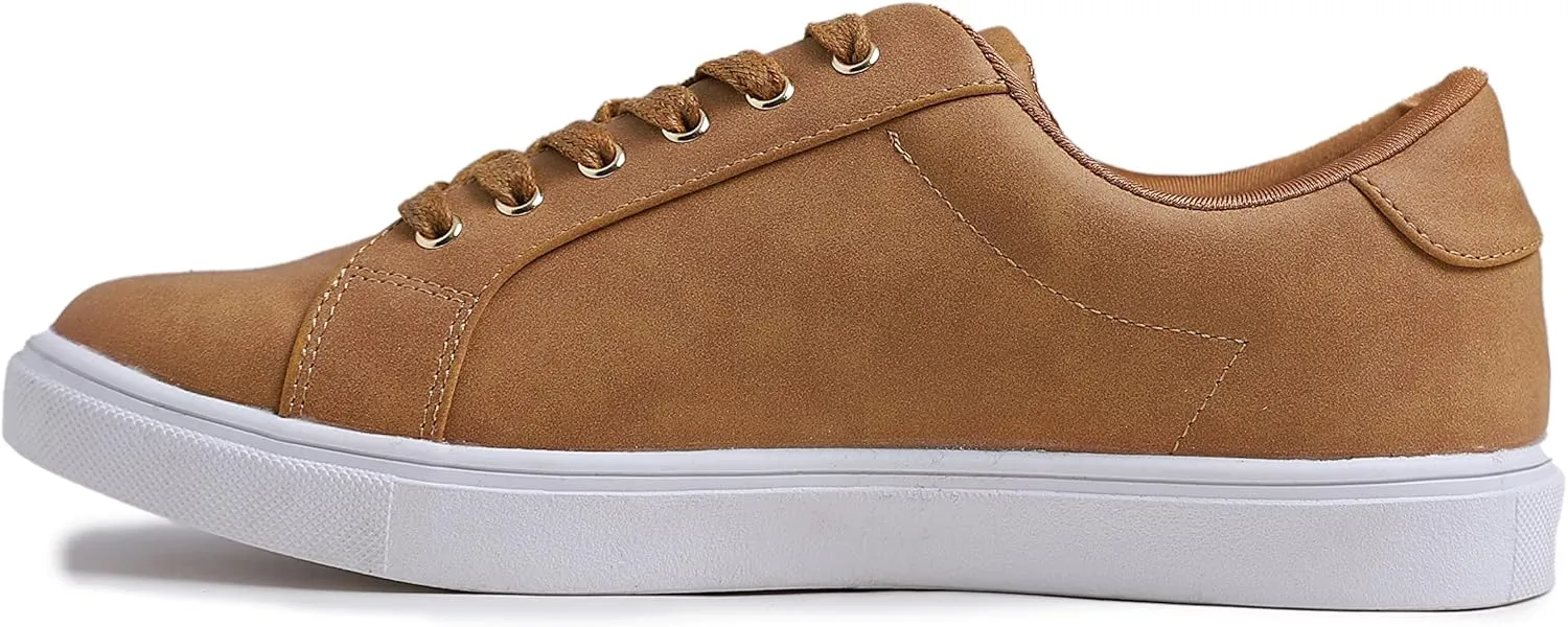 FEVERSOLE Women's Featured PU Leather Colorful Lace Up Sneaker