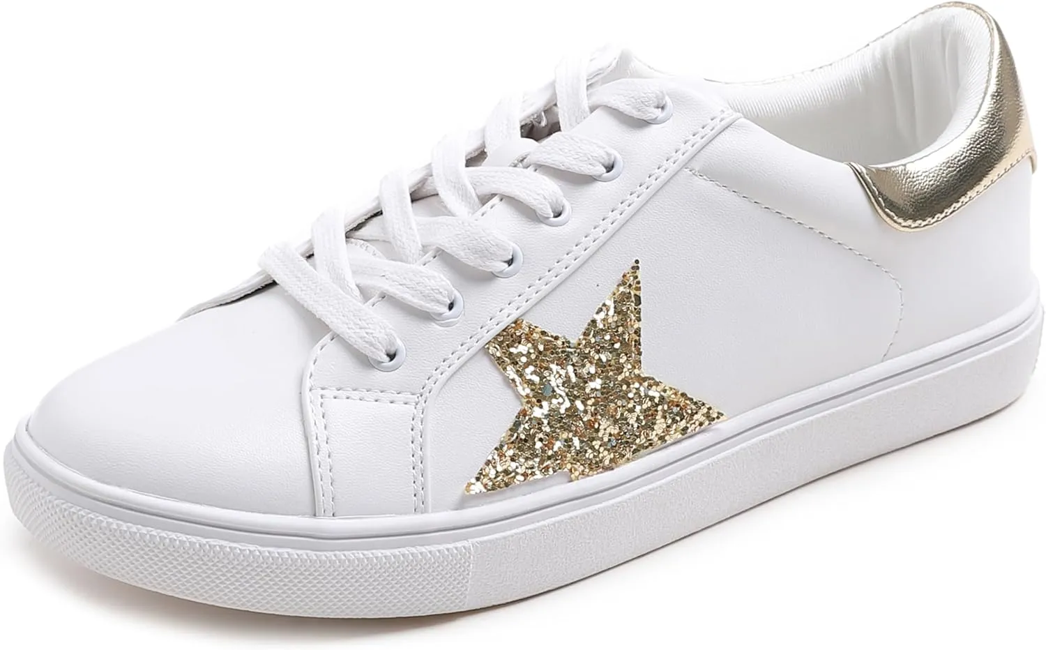 FEVERSOLE Women's Featured PU Leather Colorful Lace Up Sneaker
