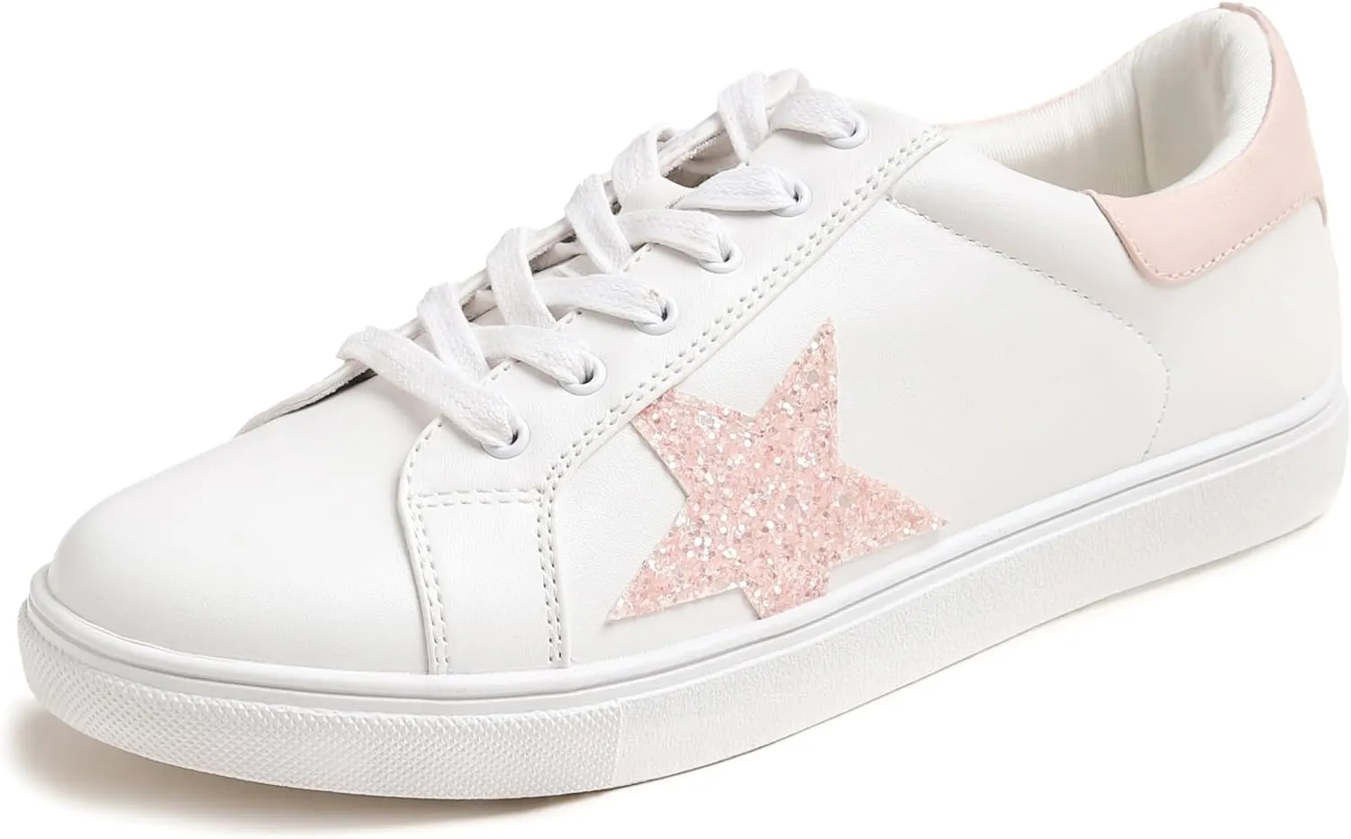 FEVERSOLE Women's Featured PU Leather Colorful Lace Up Sneaker