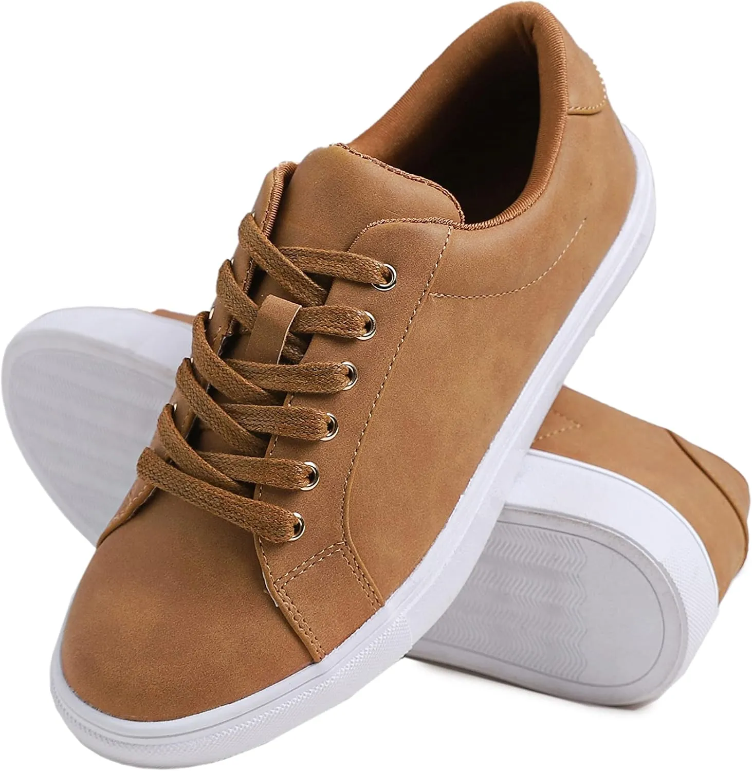 FEVERSOLE Women's Featured PU Leather Colorful Lace Up Sneaker