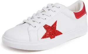 FEVERSOLE Women's Featured PU Leather Colorful Lace Up Sneaker