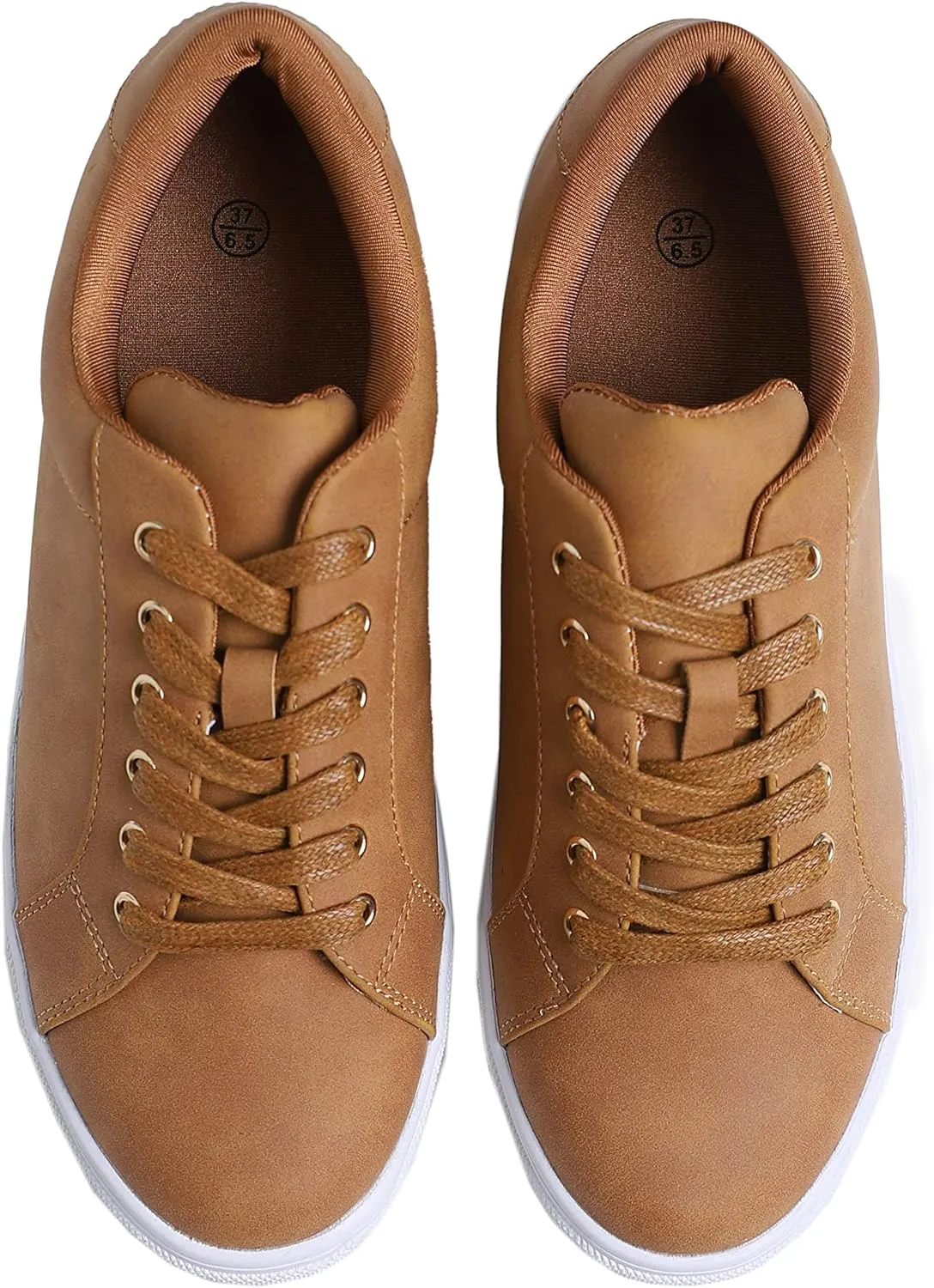 FEVERSOLE Women's Featured PU Leather Colorful Lace Up Sneaker