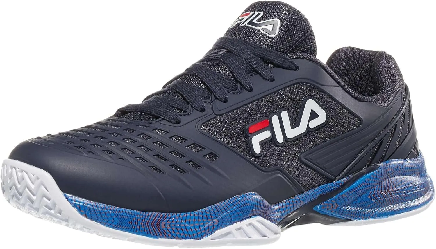 Fila Axilus 2 Energized Mens Tennis Shoe (Navy/White/Nectarine, US Footwear Size System, Adult, Men, Numeric, Medium, 8.5)