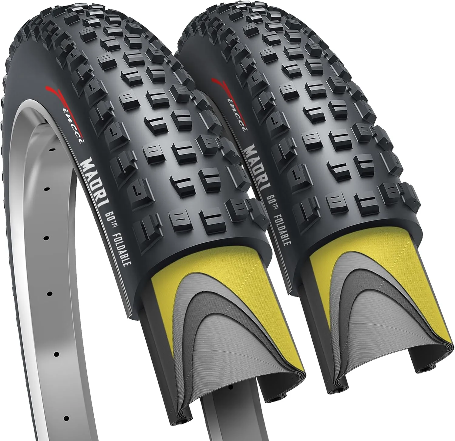 Fincci Maori 29 x 2.25 Inch Bike Tire Foldable 57-622 60 TPI with Nylon Protection for Mountain Enduro Gravel MTB Hybrid Bicycle