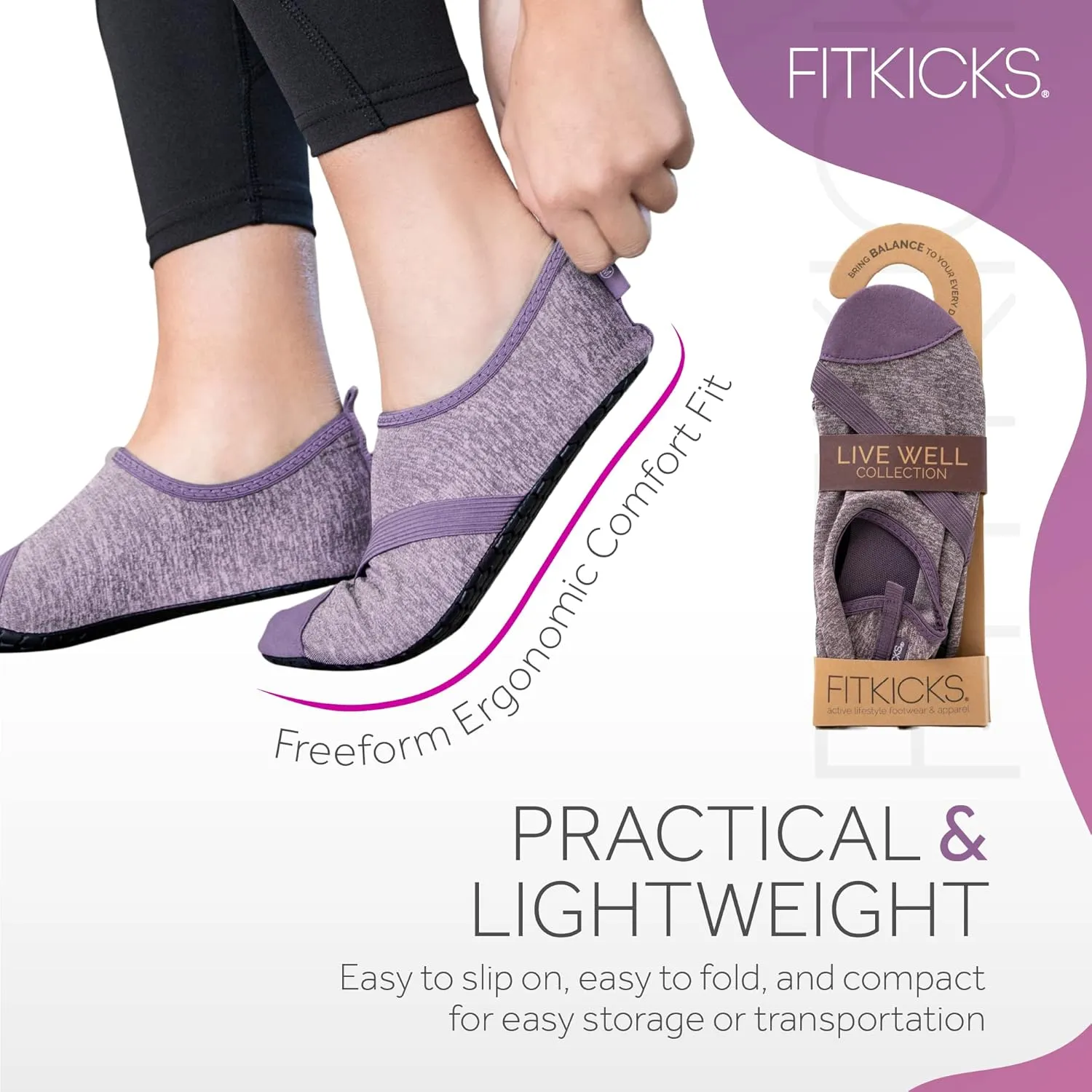 FITKICKS Original Women's Foldable Active Lifestyle Minimalist Footwear Barefoot Yoga Sporty Water Shoes