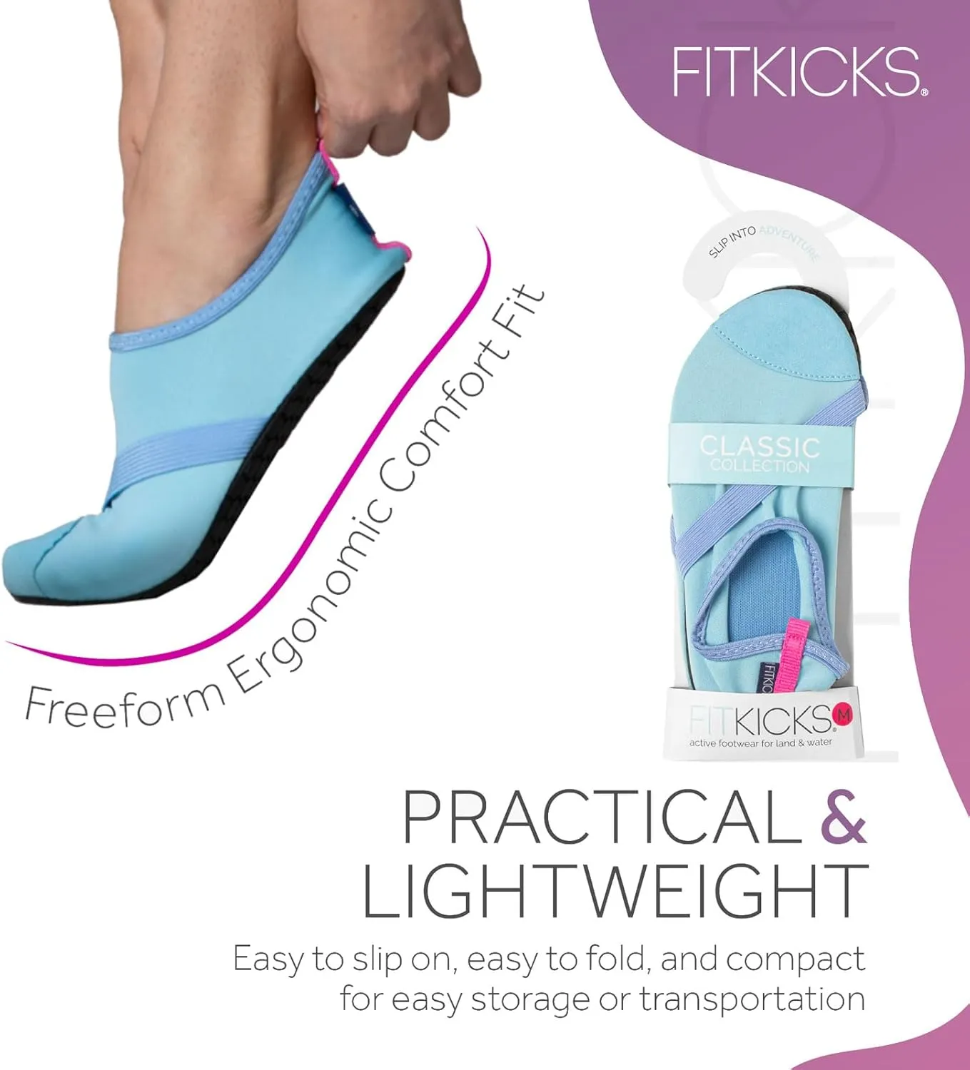 FITKICKS Original Women's Foldable Active Lifestyle Minimalist Footwear Barefoot Yoga Sporty Water Shoes