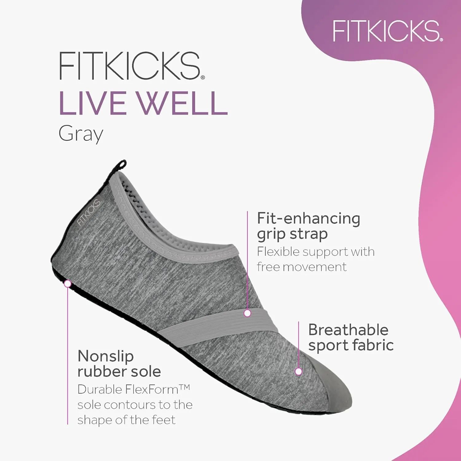 FITKICKS Original Women's Foldable Active Lifestyle Minimalist Footwear Barefoot Yoga Sporty Water Shoes