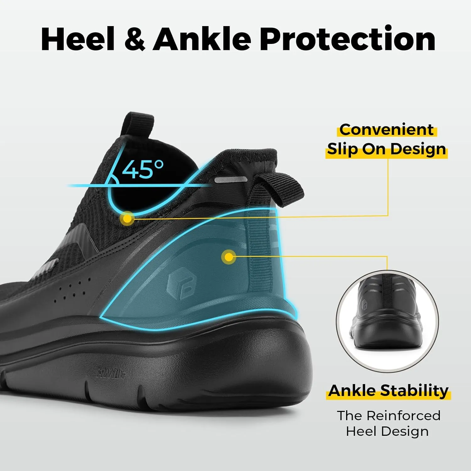 FitVille Men's Extra Wide Slip on Walking Shoes with Arch Support Men Slip on Sneakers for Foot Pain Relief-Stepease V2