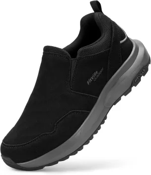 FitVille Men's Wide Hiking Shoes for Men Slip on Loafers Go Walking Shoes Trekking Trails Sneakers with Arch Support