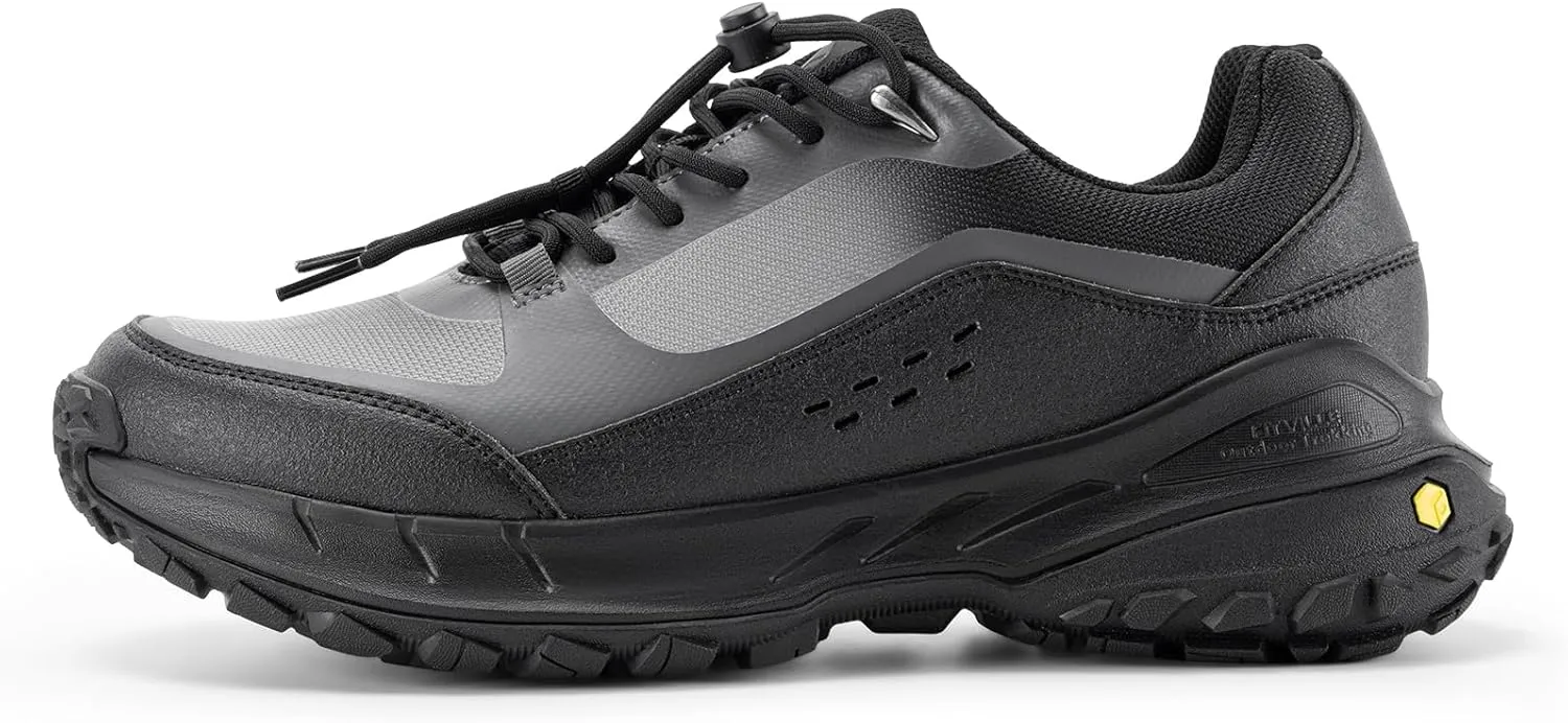 FitVille Men's Wide Toe Box Hiking Shoes, Slip-On Trail Sneakers with Quick Lace, Arch Support & Non-Slip LugMax Sole for Walking, Trekking & Outdoor