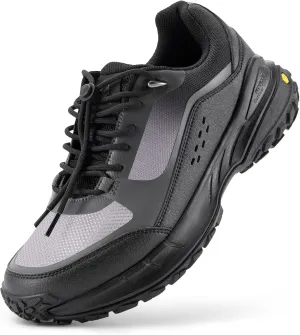 FitVille Men's Wide Toe Box Hiking Shoes, Slip-On Trail Sneakers with Quick Lace, Arch Support & Non-Slip LugMax Sole for Walking, Trekking & Outdoor