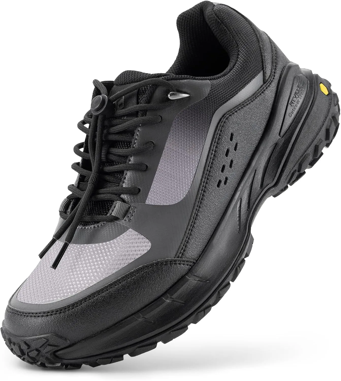 FitVille Men's Wide Toe Box Hiking Shoes, Slip-On Trail Sneakers with Quick Lace, Arch Support & Non-Slip LugMax Sole for Walking, Trekking & Outdoor