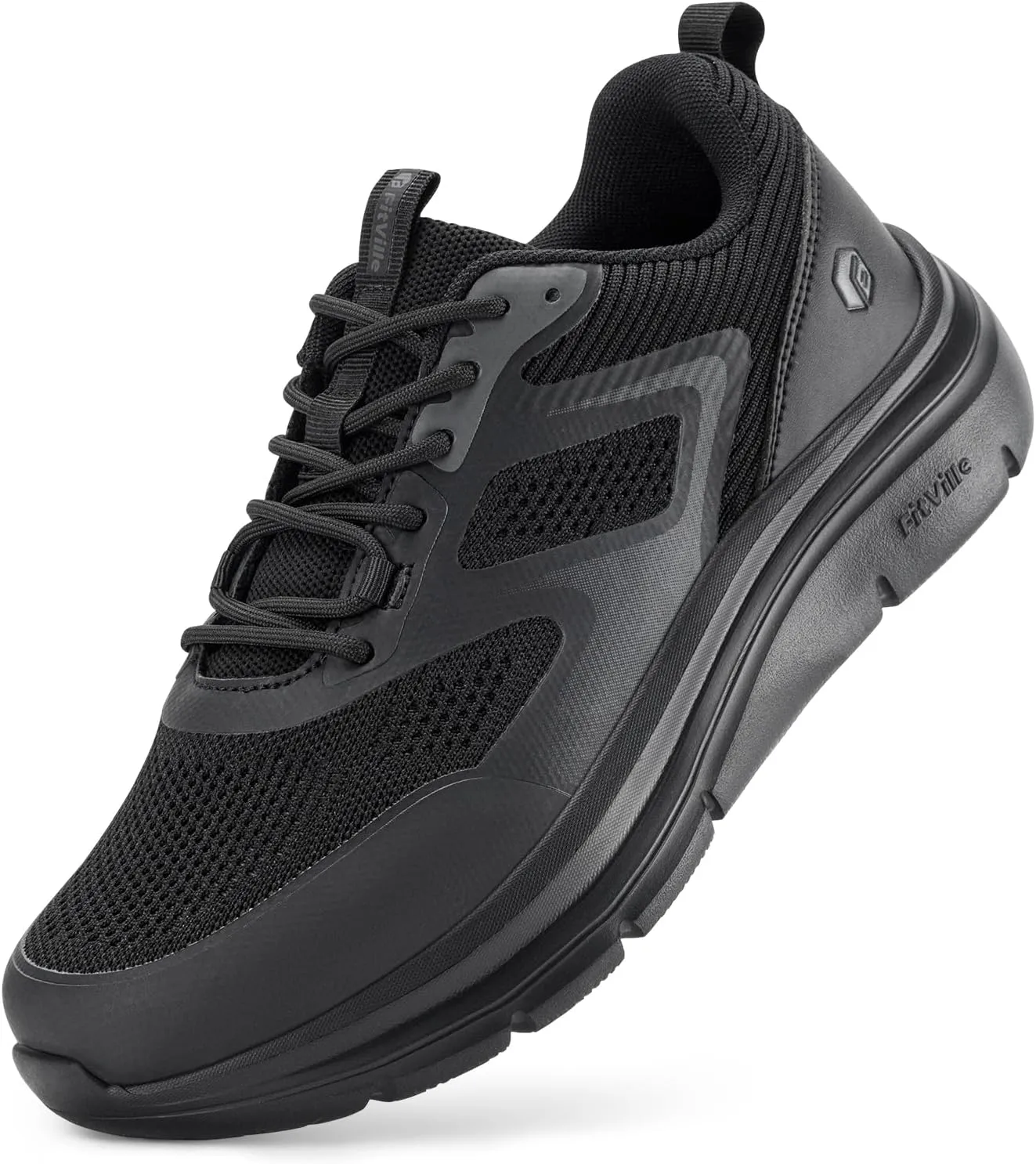 FitVille Walking Shoes for Men Wide Toe Box Lightweight Extra Wide Shoes for Men Non Slip Walking Tennis Shoes for Men Cushioned Men's Slip on Walking Shoes Comfortable Wide Width Men's Sneakers