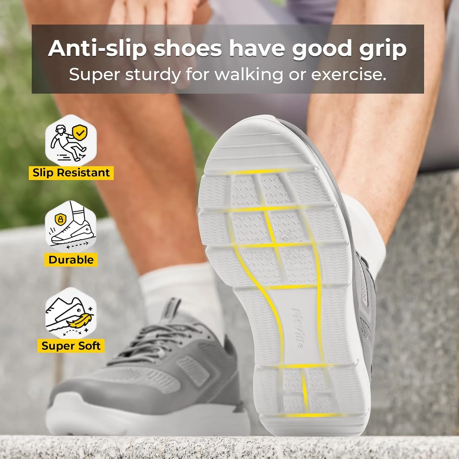 FitVille Walking Shoes for Men Wide Toe Box Lightweight Extra Wide Shoes for Men Non Slip Walking Tennis Shoes for Men Cushioned Men's Slip on Walking Shoes Comfortable Wide Width Men's Sneakers