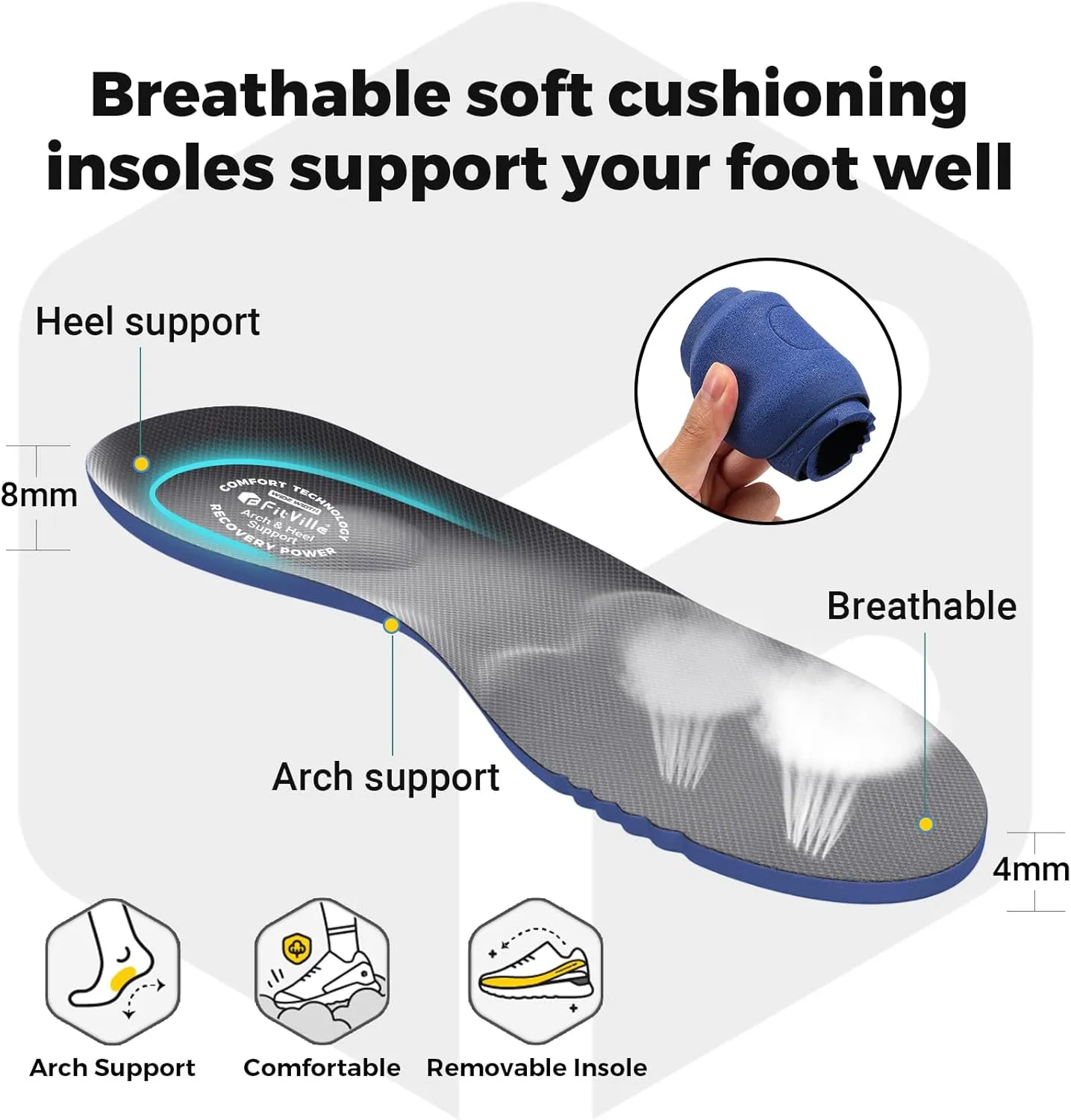 FitVille Walking Shoes for Men Wide Toe Box Lightweight Extra Wide Shoes for Men Non Slip Walking Tennis Shoes for Men Cushioned Men's Slip on Walking Shoes Comfortable Wide Width Men's Sneakers