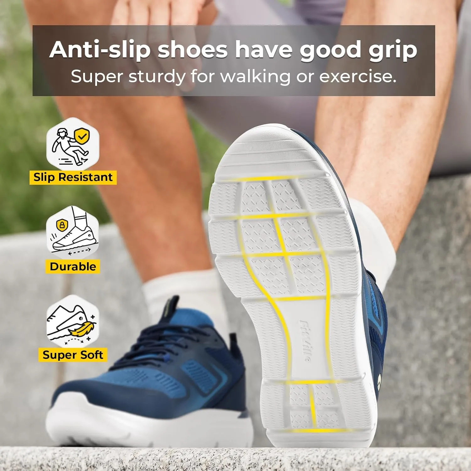 FitVille Walking Shoes for Men Wide Toe Box Lightweight Extra Wide Shoes for Men Non Slip Walking Tennis Shoes for Men Cushioned Men's Slip on Walking Shoes Comfortable Wide Width Men's Sneakers