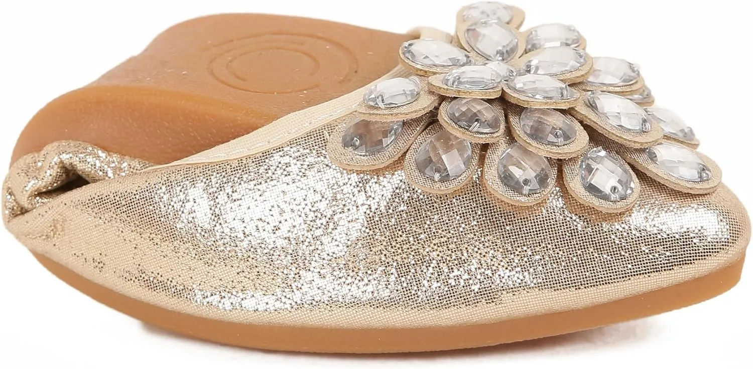 Flats Shoes for Women Rhinestone Wedding Ballerina Shoes Foldable Sparkly Comfort Slip on Flat Dressy Flats