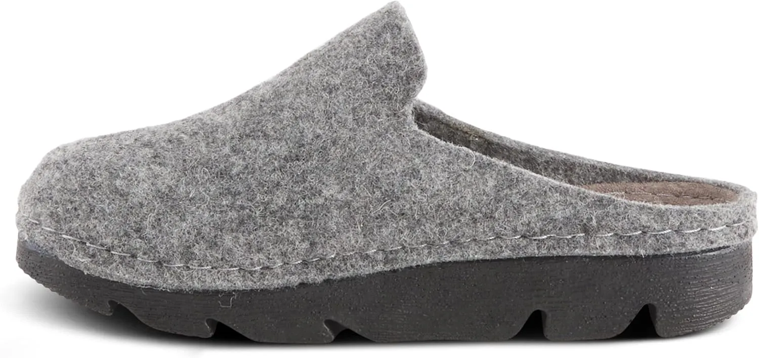 Flexus Spring Step Cloggish Platform Clogs for Women - Wool Felt Round Toe Slippers - Ladies Casual Shoes for Everyday Wear