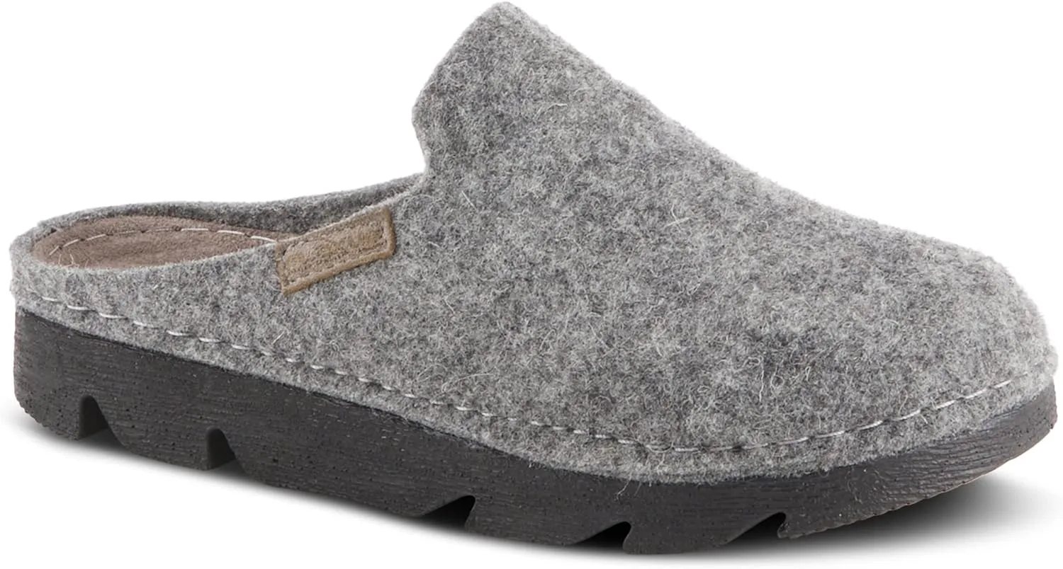 Flexus Spring Step Cloggish Platform Clogs for Women - Wool Felt Round Toe Slippers - Ladies Casual Shoes for Everyday Wear
