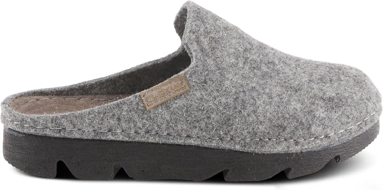 Flexus Spring Step Cloggish Platform Clogs for Women - Wool Felt Round Toe Slippers - Ladies Casual Shoes for Everyday Wear