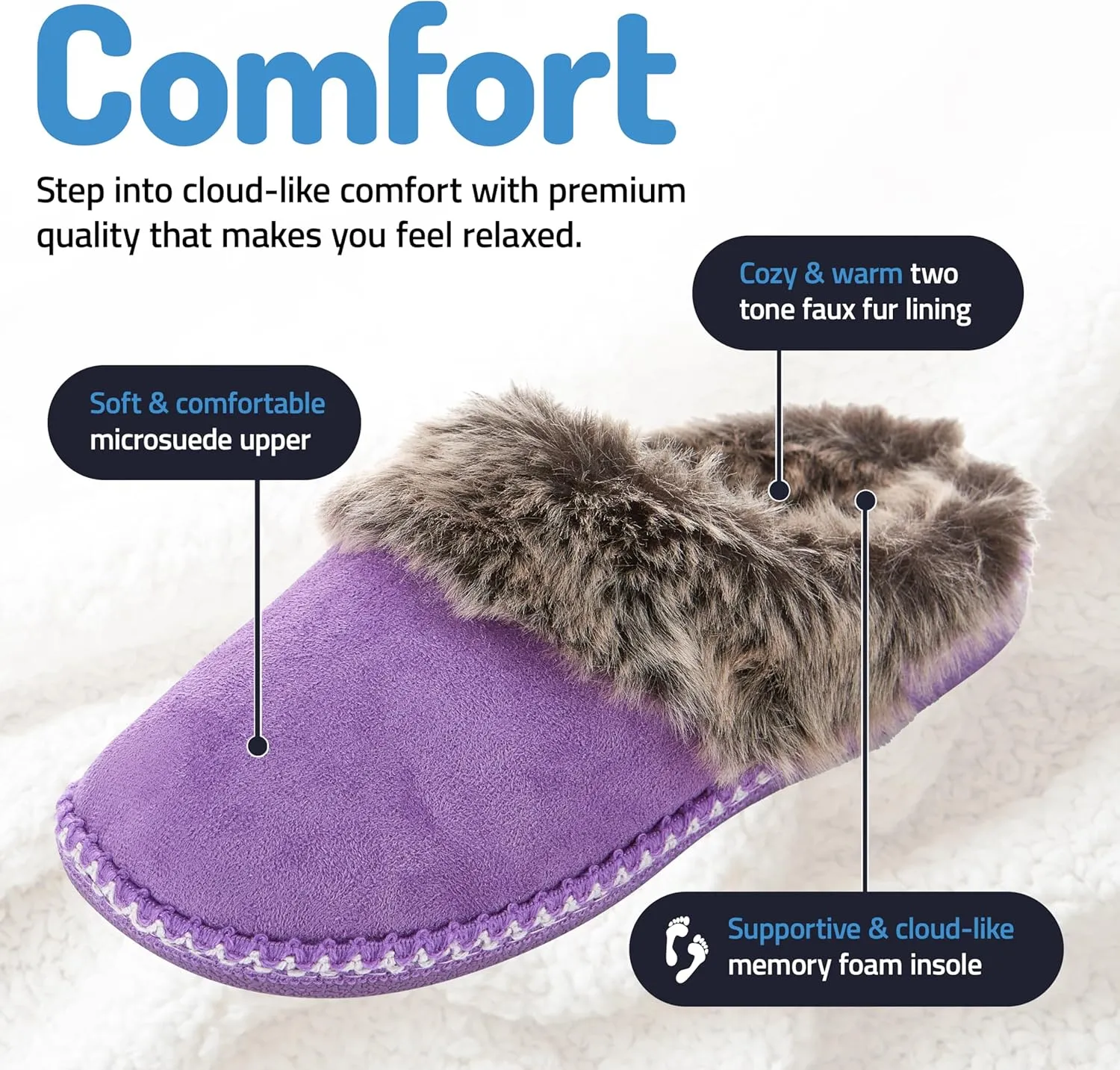 Floopi House Slippers for Women, Aztec Fur Lined Clog Womens Slippers Cozy Memory Foam with Indoor and Outdoor Anti Skid Sole
