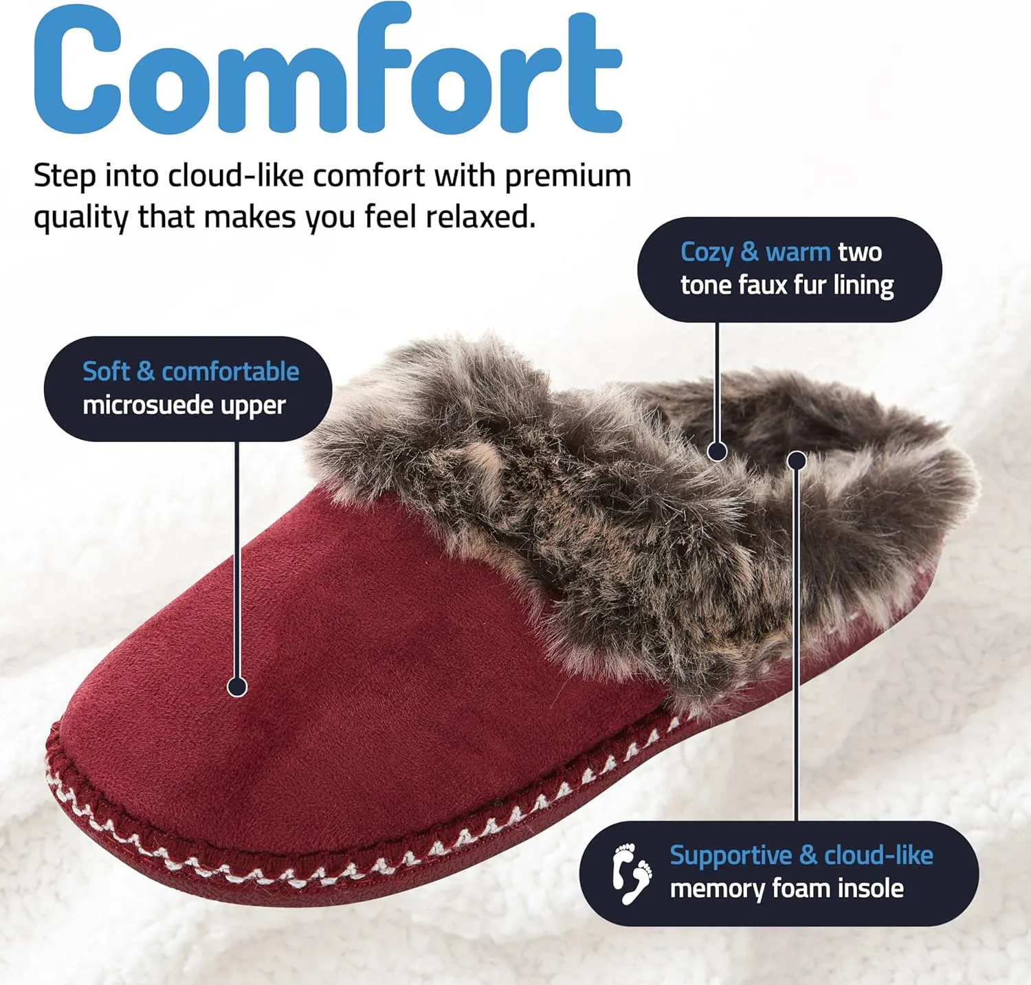 Floopi House Slippers for Women, Aztec Fur Lined Clog Womens Slippers Cozy Memory Foam with Indoor and Outdoor Anti Skid Sole
