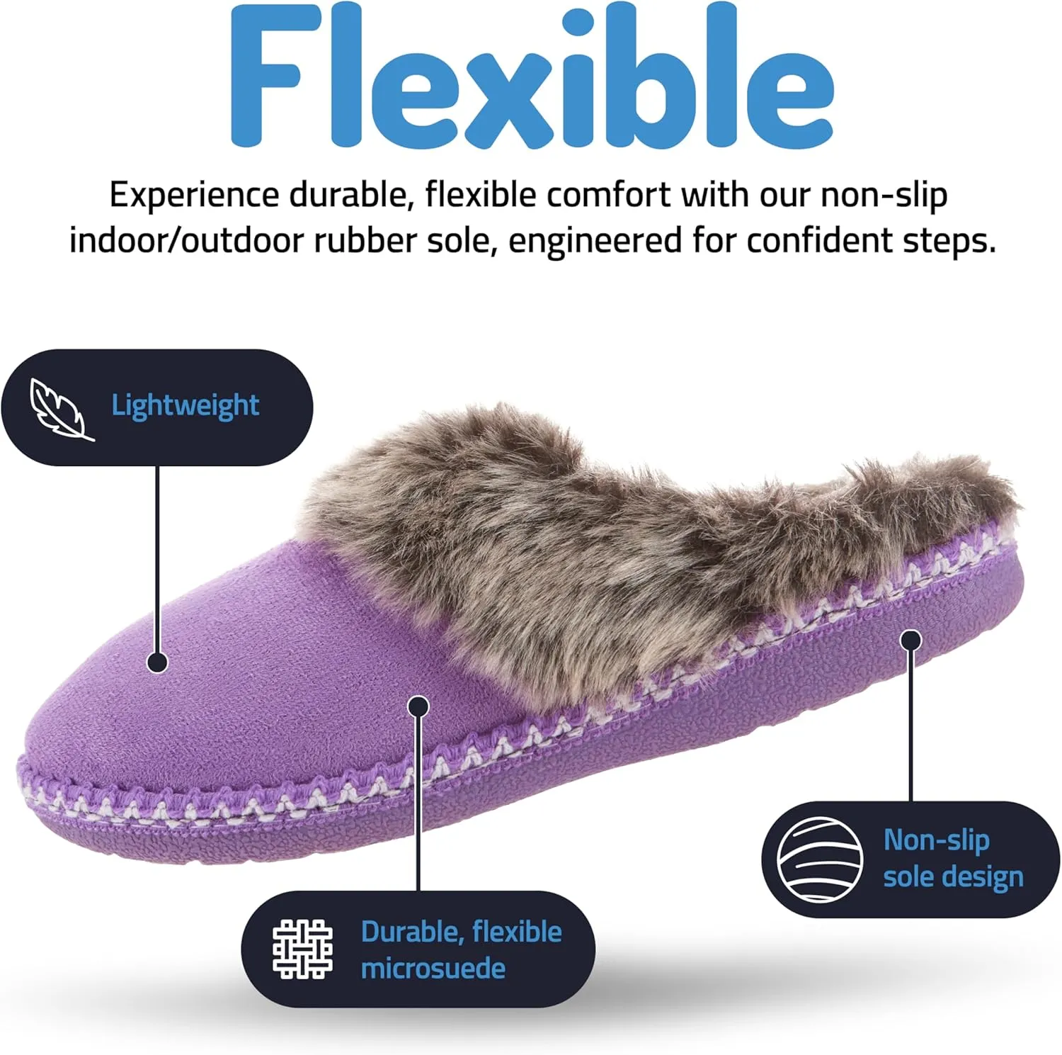 Floopi House Slippers for Women, Aztec Fur Lined Clog Womens Slippers Cozy Memory Foam with Indoor and Outdoor Anti Skid Sole