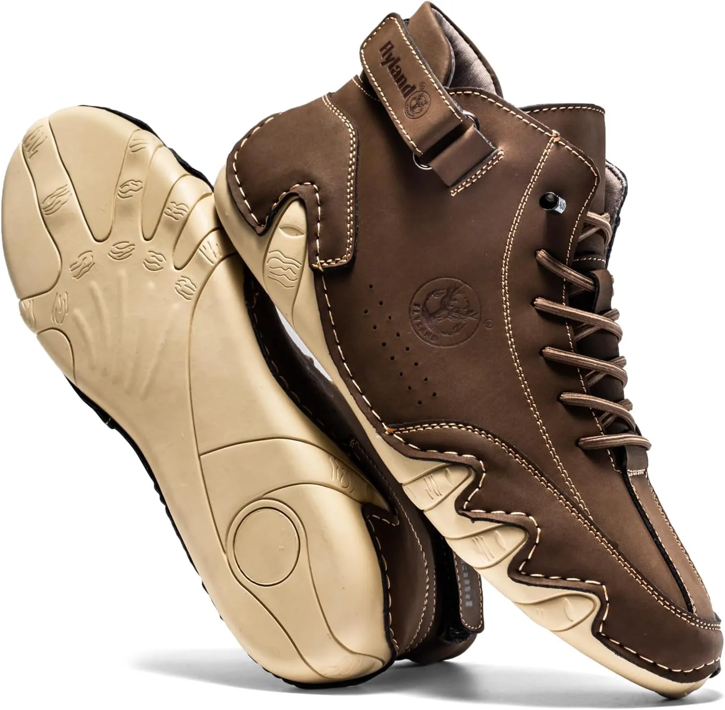 FLYLAND Men's Casual Leather Fashion Sneakers Ankle Chukka Boots Slip On Lightweight Loafers Walking Driving Shoes