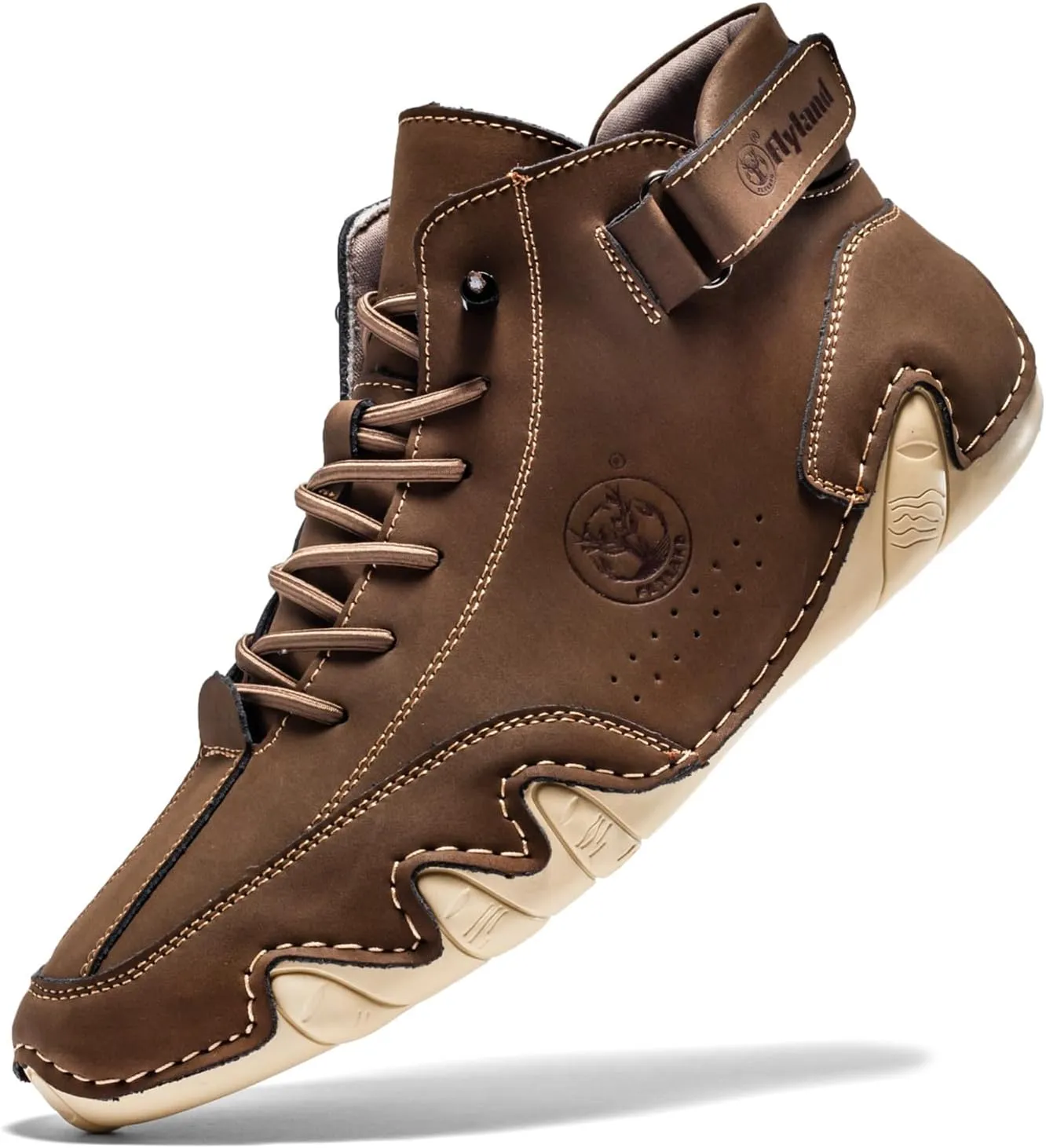 FLYLAND Men's Casual Leather Fashion Sneakers Ankle Chukka Boots Slip On Lightweight Loafers Walking Driving Shoes