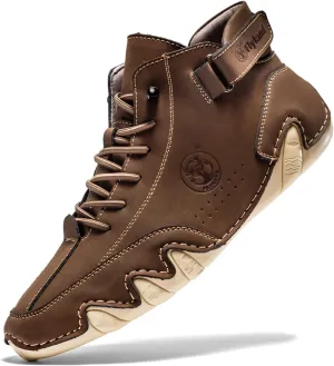 FLYLAND Men's Casual Leather Fashion Sneakers Ankle Chukka Boots Slip On Lightweight Loafers Walking Driving Shoes