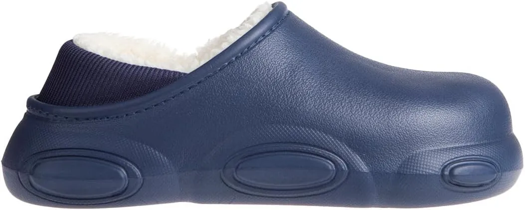 Foamwalk Men's Soft and Comfortable EVA Clog with Faux Fur Lining and Fabric Heel - Furry Clogs for Men