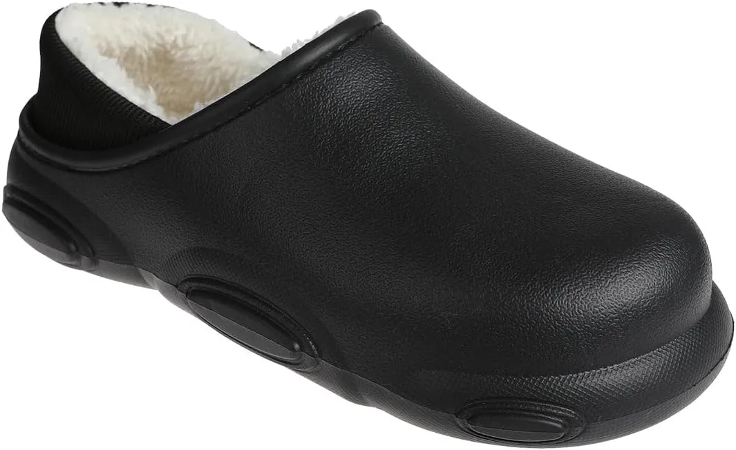 Foamwalk Men's Soft and Comfortable EVA Clog with Faux Fur Lining and Fabric Heel - Furry Clogs for Men