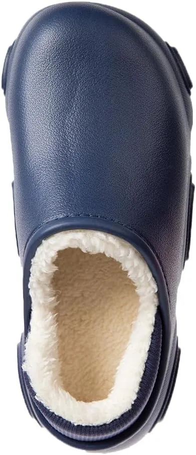 Foamwalk Men's Soft and Comfortable EVA Clog with Faux Fur Lining and Fabric Heel - Furry Clogs for Men