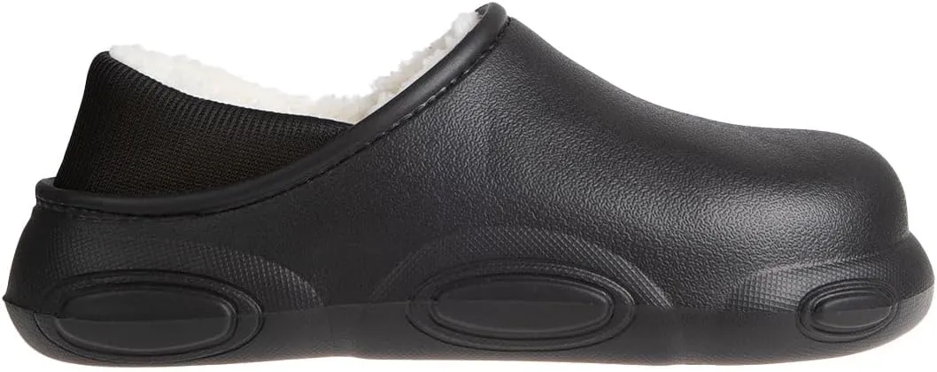 Foamwalk Men's Soft and Comfortable EVA Clog with Faux Fur Lining and Fabric Heel - Furry Clogs for Men