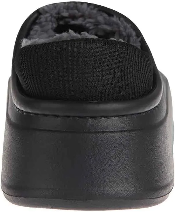 Foamwalk Women's Platform Clogs - Quilted Fuzzy Clogs for Women, Faux Fur Lined Fall Slippers for Women