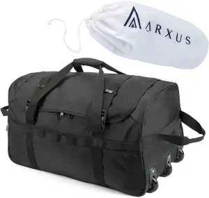 Foldable Duffel Bag with Wheels, 85L Large Carry on Storage Rolling Wheeled Bag for Travel Sports Camping Weekend Overnight