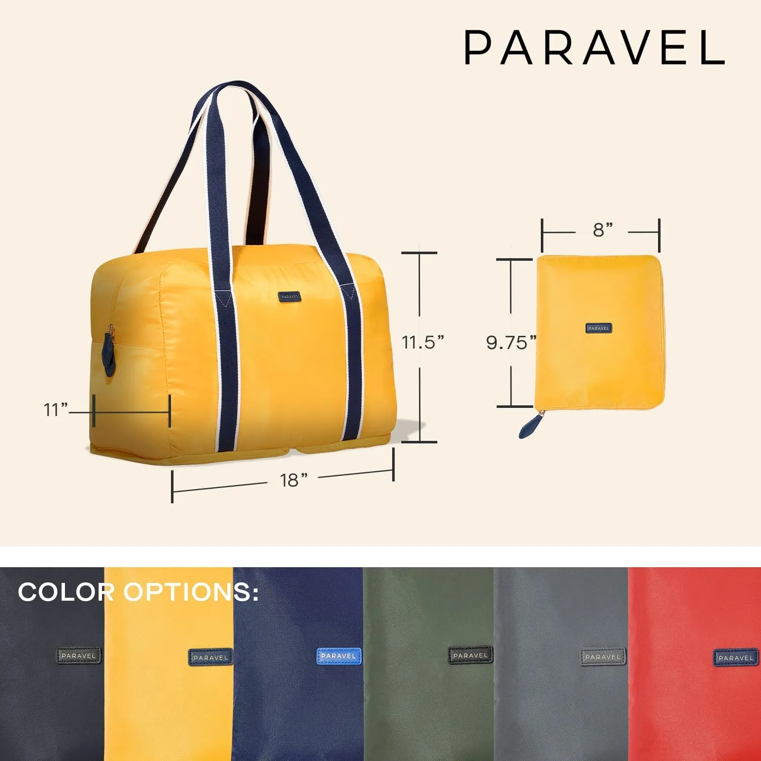 Foldable Duffle Bag for Travel | Lightweight, Water-Resistant, Multifunctional Carry On Bag | Sustainable and Durable Nylon