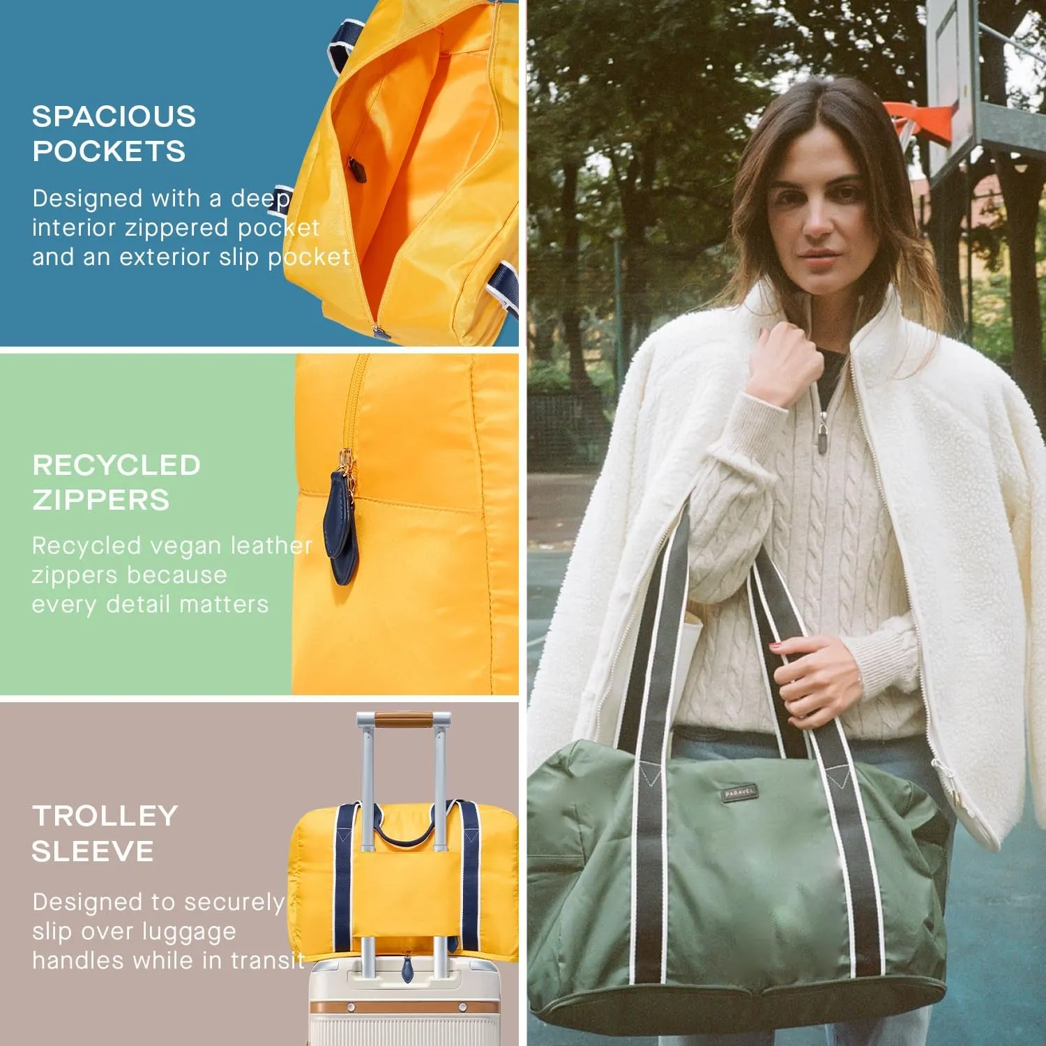 Foldable Duffle Bag for Travel | Lightweight, Water-Resistant, Multifunctional Carry On Bag | Sustainable and Durable Nylon