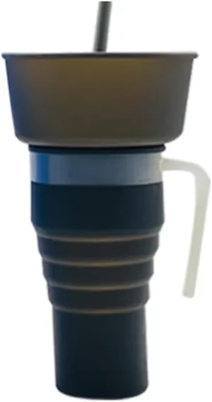 Foldable Snack Cup - Ideal Choice for Family Movie Nights - Multipurpose Water Bottle with Popcorn Holder - Convenient and Portable Travel Essential - Food-Grade Material for Hygienic and Safe (black)