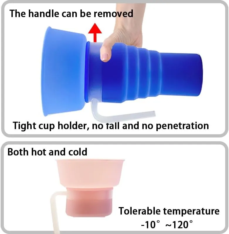 Foldable Snack Cup - Ideal Choice for Family Movie Nights - Multipurpose Water Bottle with Popcorn Holder - Convenient and Portable Travel Essential - Food-Grade Material for Hygienic and Safe (bule)